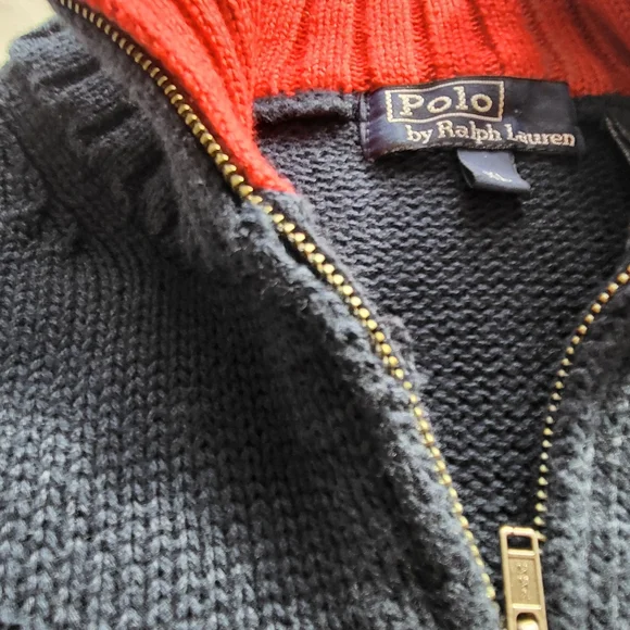 Rare Vintage 80s Ralph Lauren 1/4 Zip Navy American Flag Sweater. - Picture 11 of 12